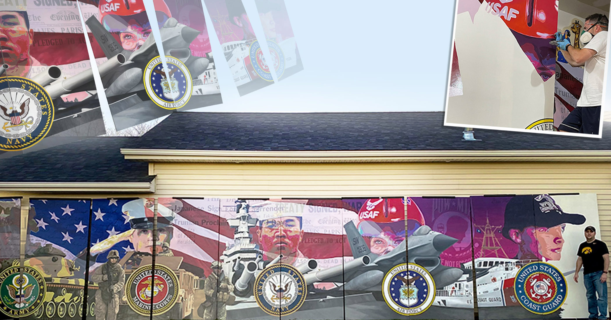 'I hope he’s looking down': Artist paints 40-foot patriotic panorama honoring 4 branches of US Military