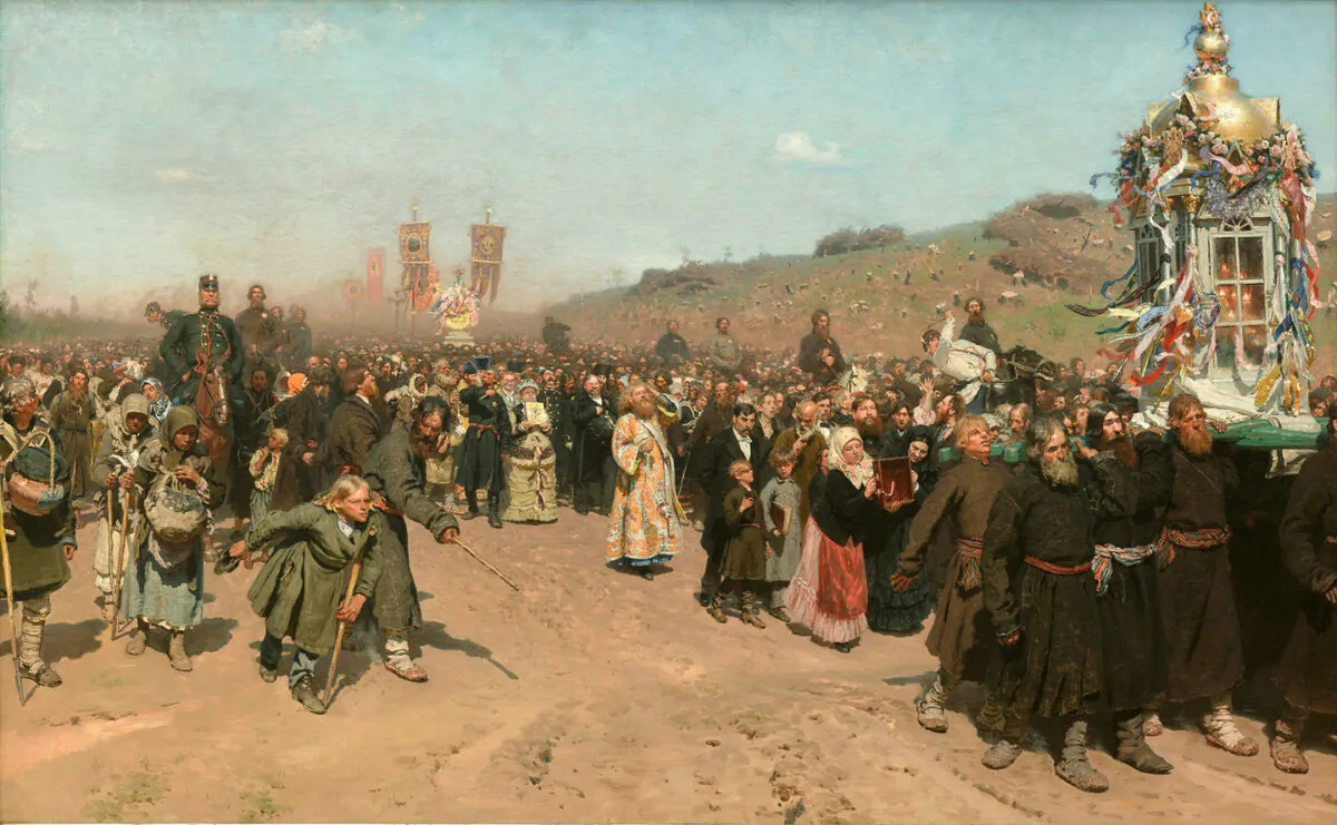 "Religious Procession in Kursk Province," between 1880–1883, by Ilya Repin. Oil on canvas. Tretyakov Gallery, Moscow. (Public Domain)