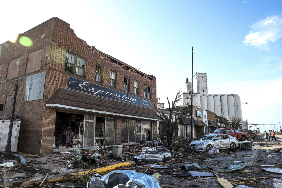 Buildings and vehicles show damage after a tornado struck Perryton, Texas, on June 15, 2023. (David Erickson/AP Photo)