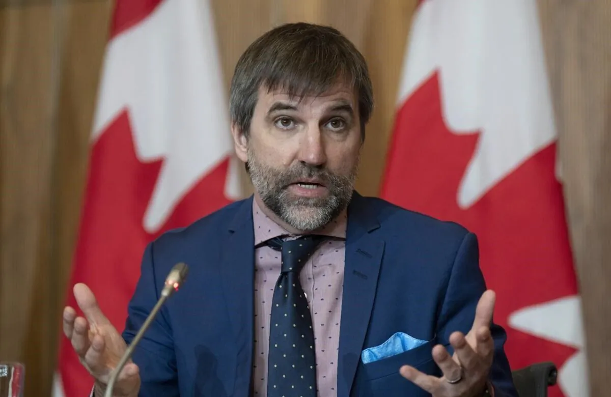 Minister of Environment and Climate Change Steven Guilbeault lresponds to a question during a news conference, in Ottawa on June 14, 2023. (Adrian Wyld/The Canadian Press)