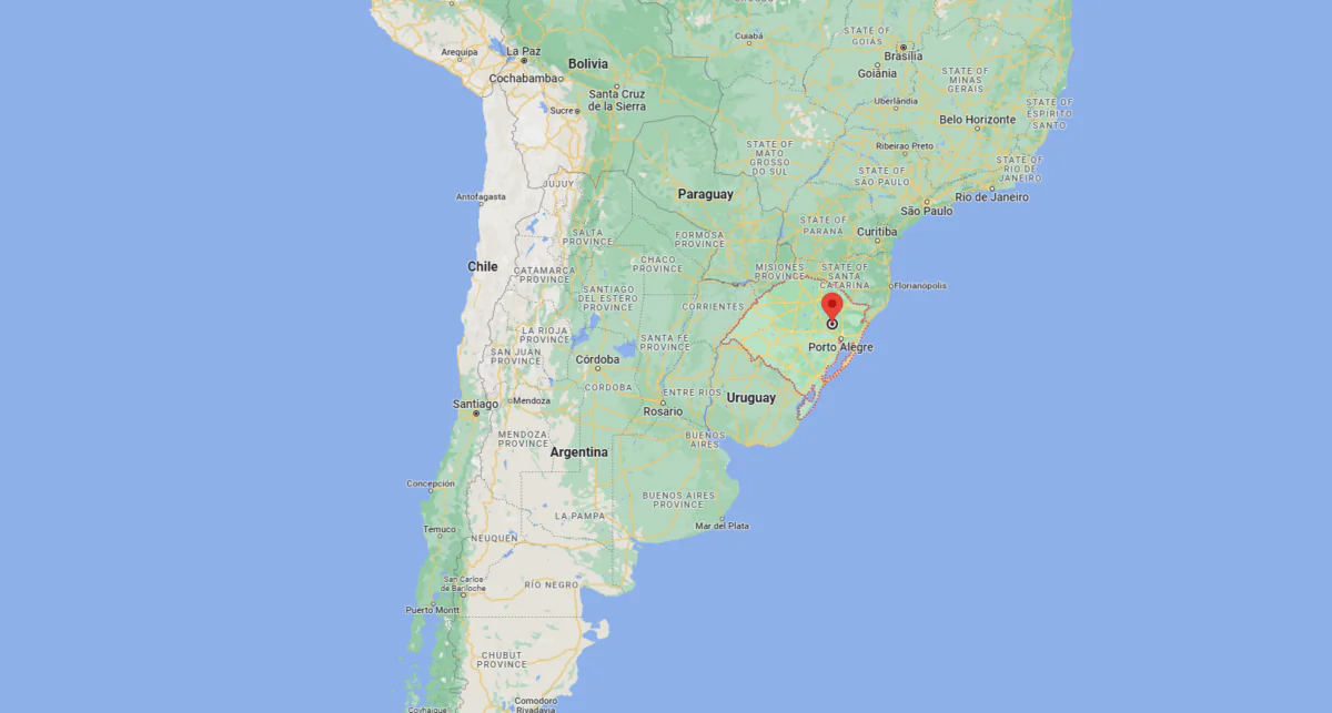 A map shows the location of state of Rio Grande do Sul in Brazil, on June 17, 2023. (Google Maps)