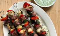 Grilled Steak Kebabs With Spicy Cilantro Sauce