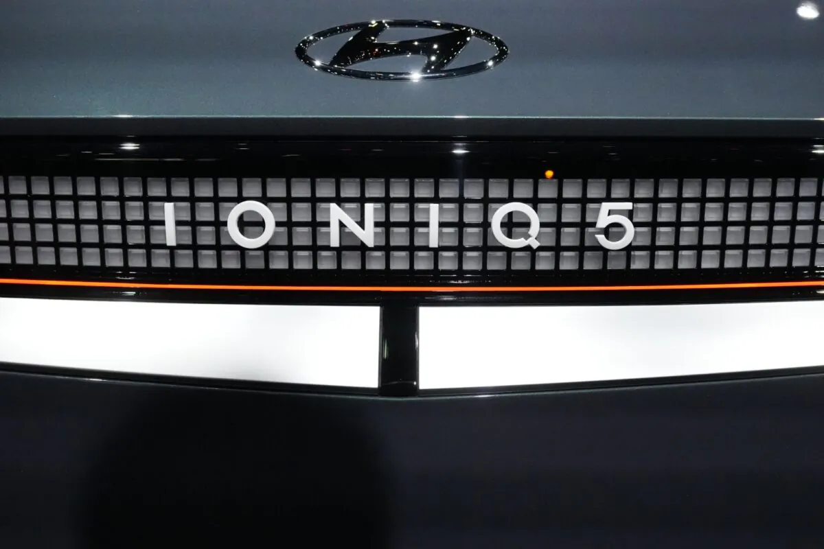 The 2024 Hyundai Ioniq 5 sits on display at the Chicago Auto Show in Chicago on Feb. 9, 2023. (Charles Rex Arbogast/AP Photo)