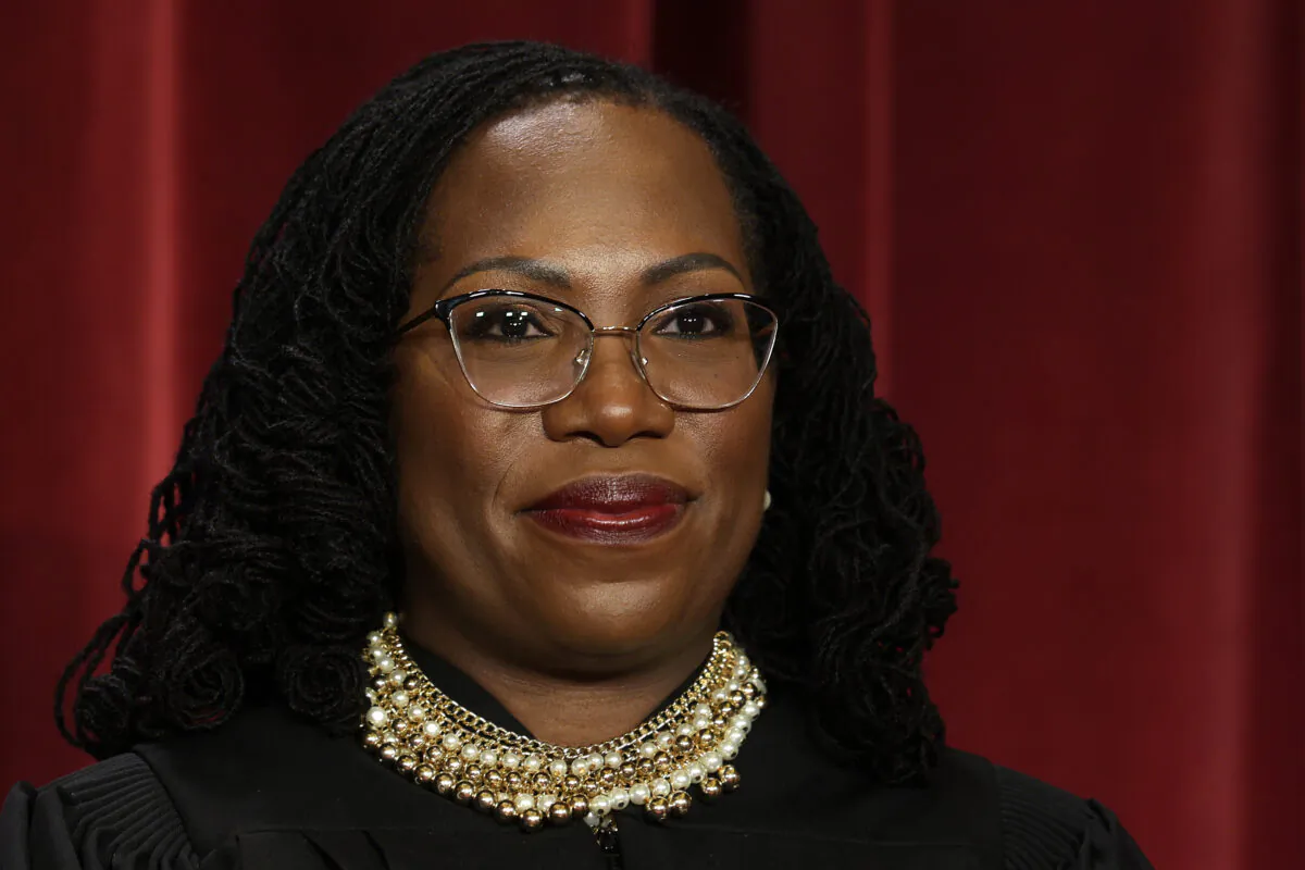 U.S. Supreme Court Justice Ketanji Brown Jackson poses for an official portrait in Washington on Oct. 7, 2022. (Alex Wong/Getty Images)