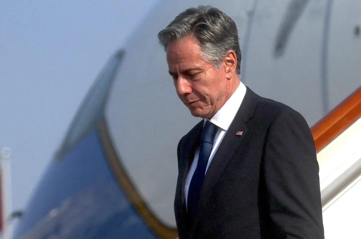 US Secretary of State Antony Blinken arrives in Beijing, China, June 18, 2023. (Leah Millis/Pool/AFP via Getty Images)