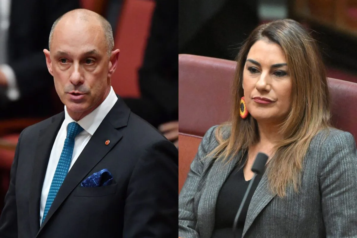 A combined diptych image created on Thursday, June 15, 2023 of ***Liberal senator David Van makes his first speech in the Senate Chamber at Parliament House in Canberra, Tuesday, Tuesday, September 10, 2019. (AAP Image/Mick Tsikas) NO ARCHIVING ***AND***
Independent Senator Lidia Thorpe in the Senate chamber at Parliament House in Canberra, Thursday, June 15, 2023. (AAP Image/Mick Tsikas) NO ARCHIVING