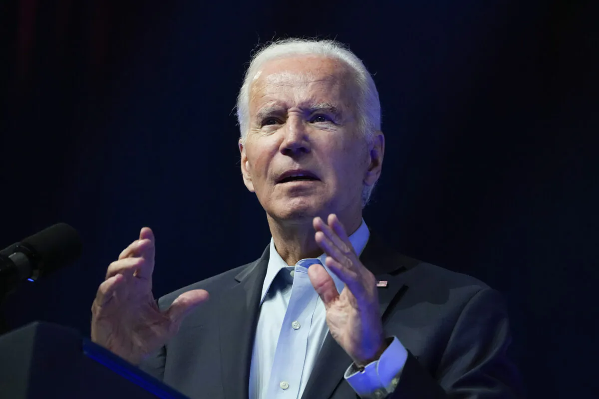President Joe Biden speaks at a political rally at the Philadelphia Convention Center in Philadelphia on June 17, 2023. (Manuel Balce Ceneta/AP Photo)