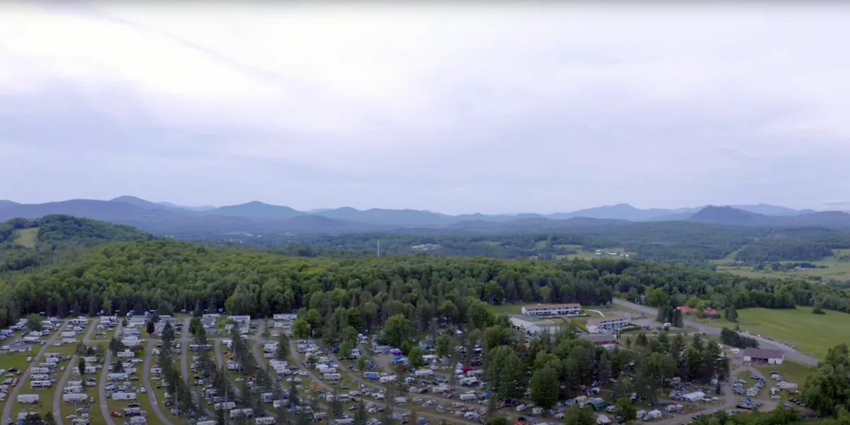 The campground of PorcFest in New Hampshire on July 20, 2021. (Free the People/YouTube/Screenshot)