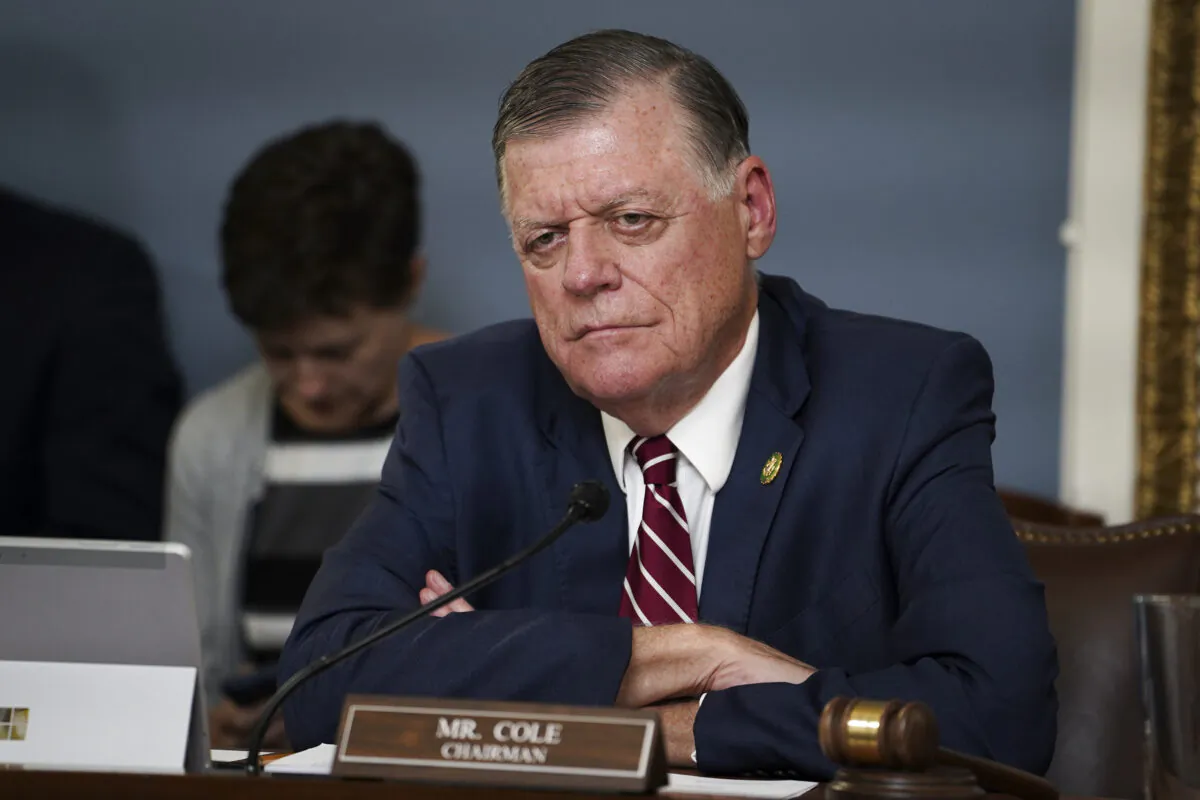 Rep. Tom Cole (R-Okla.) speaks during a House Rules Committee meeting on measures giving working Americans and small businesses more health coverage options, protecting fiscally responsible people from being punished with higher mortgage fees, and condemning moves to use public school facilities to house illegal migrants in Congress in Washington on June 20, 2023. (Madalina Vasiliu/The Epoch Times)