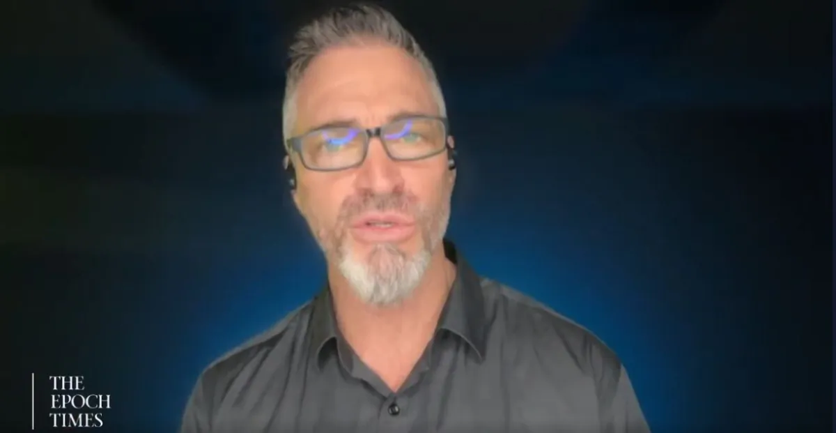 Mikki Willis, filmmaker and creator of the Plandemic film series, including the third installment, “Plandemic 3: The Great Awakening,” in June 2023. (Screenshot/Epoch TV)