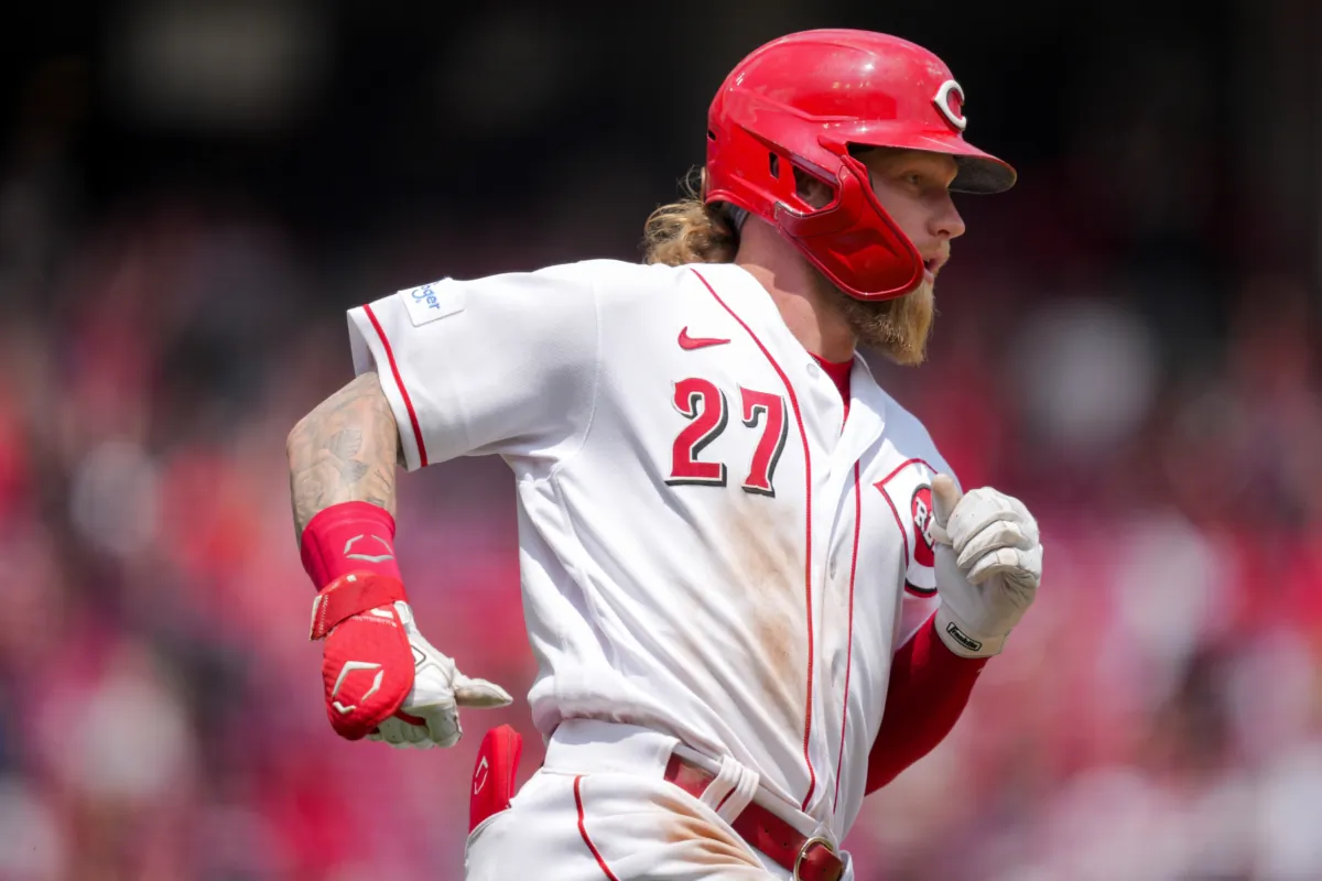 Cincinnati Reds' Jake Fraley runs the bases after hitting a two-run home run during the eighth inning of a baseball game against the Colorado Rockies in Cincinnati, on June 21, 2023. (Aaron Doster/AP Photo)