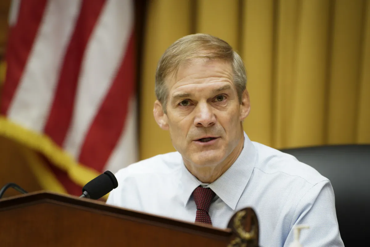 Chairman of the House Judiciary Committee Rep. Jim Jordan (R-Ohio) speaks during John Durham’s testimony in Congress in Washington on June 21, 2023. (Madalina Vasiliu/The Epoch Times)