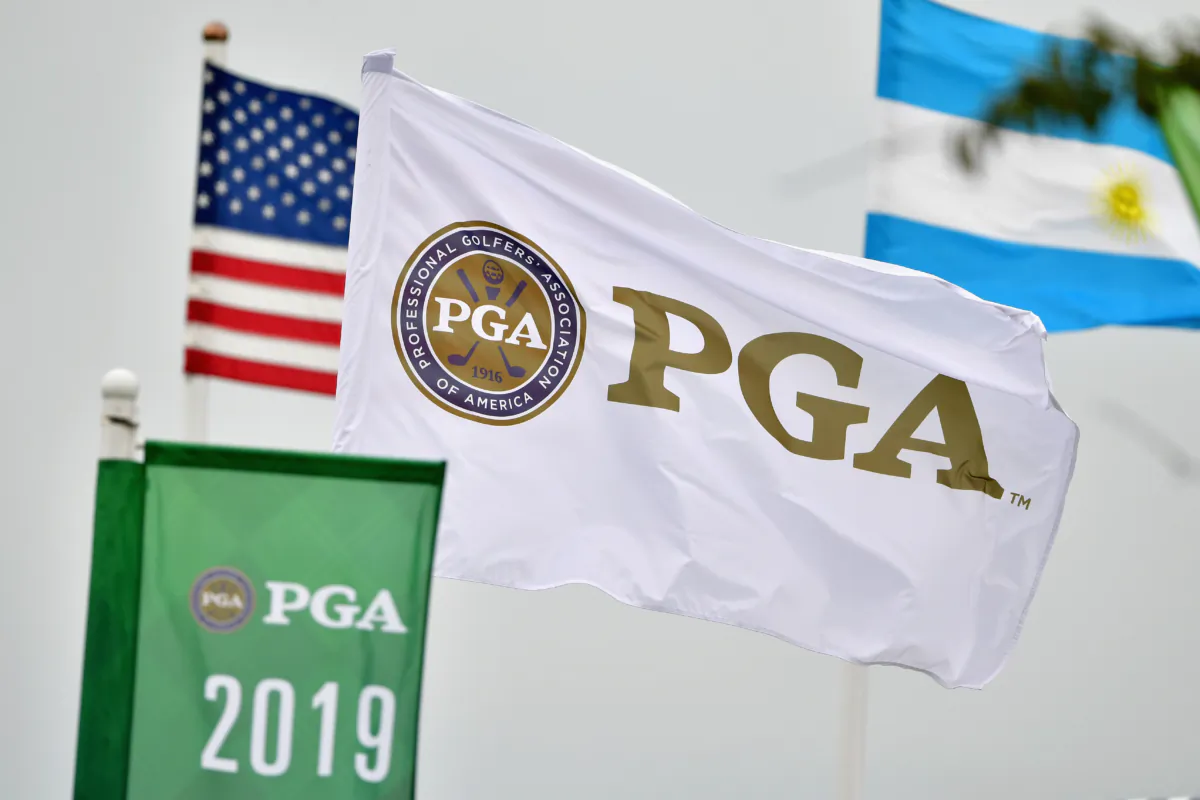 Flags blow in the breeze during the third round of the 2016 PGA Championship at Baltusrol Golf Club in Springfield, N.J., on July 30, 2016. (Stuart Franklin/Getty Images)