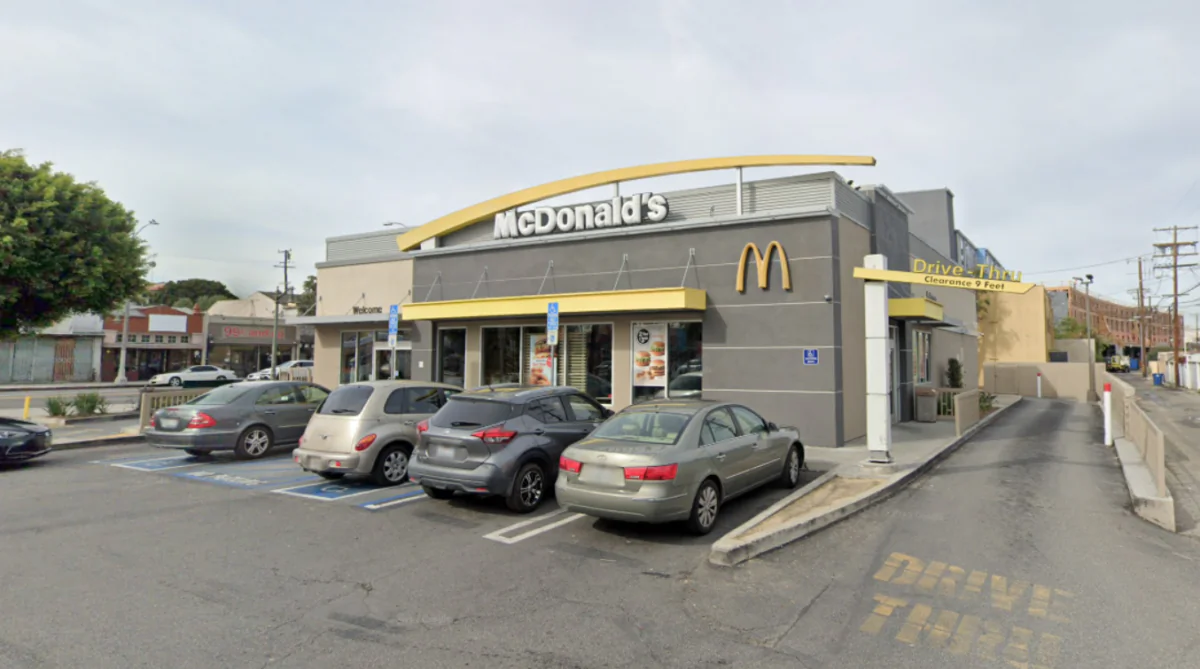 Street view of a McDonald's restaurant in Leimert Part neighborhood in Los Angeles in January 2023. (Screenshot via Google Maps)