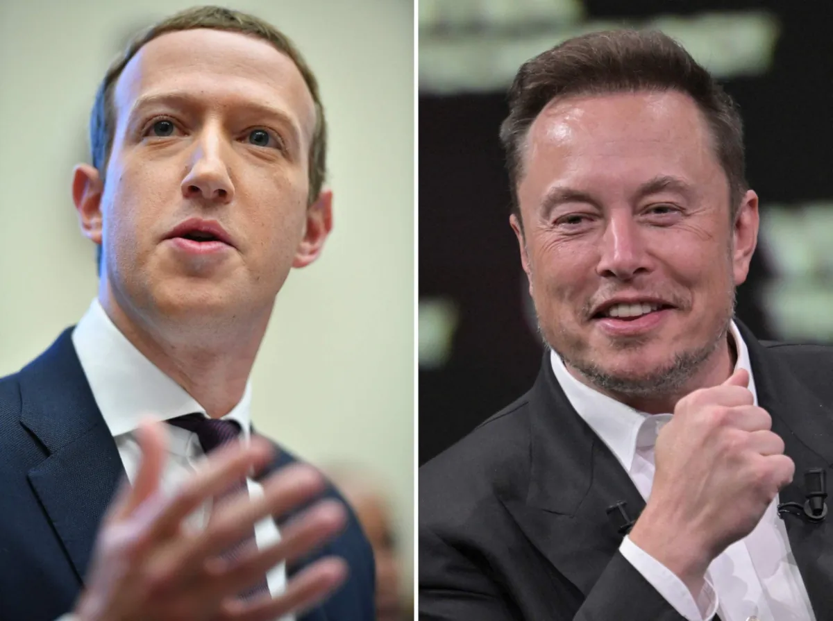 SpaceX, Twitter, and electric car maker Tesla CEO Elon Musk (R) and Facebook founder Mark Zuckerberg. (Mandel Ngan and Alain Jocard/AFP via Getty Images)