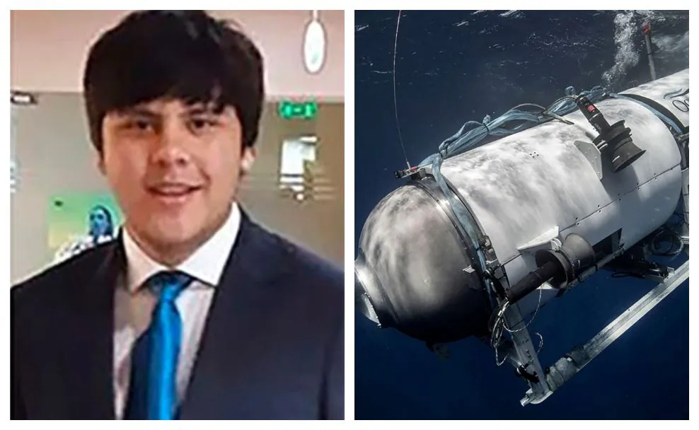 Suleman Dawood, 19, one of the victims and the OceanGate Titan submersible vehicle.  (AP File; OceanGate Expeditions/Handout via Reuters)