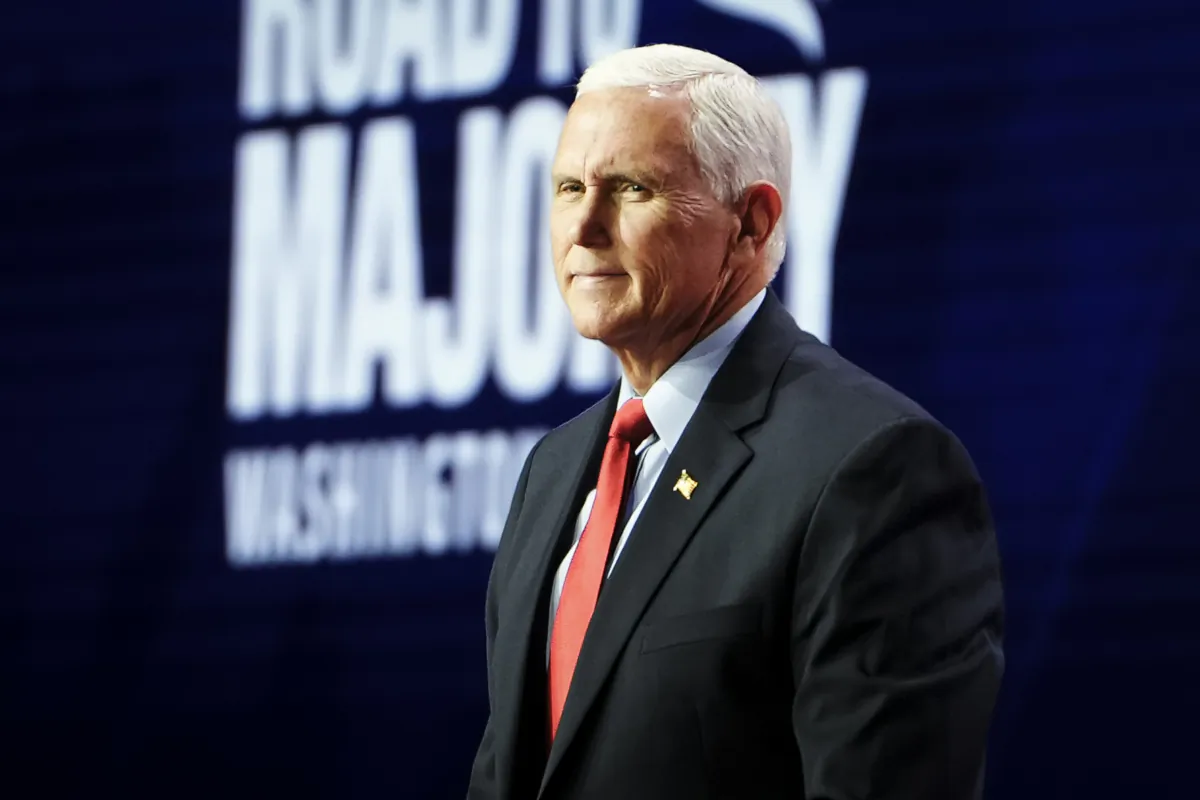Republican presidential candidate and former U.S. Vice President Mike Pence speaks during the Faith and Freedom Road to Majority conference at Hilton in Washington on June 23, 2023. (Madalina Vasiliu/The Epoch Times)