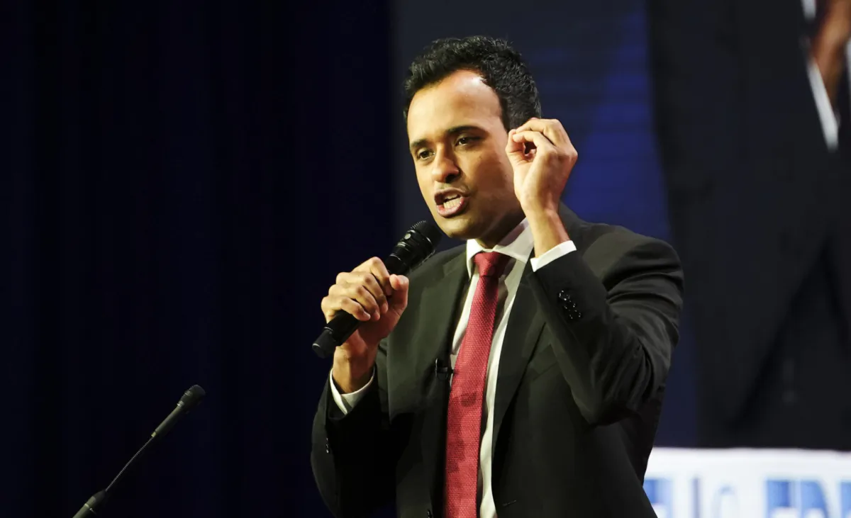 Republican presidential candidate Vivek Ramaswamy speaks during the Faith and Freedom Road to Majority conference at Hilton in Washington on June 23, 2023. (Madalina Vasiliu/The Epoch Times)