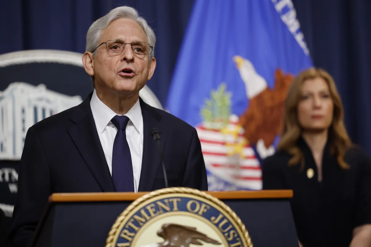 U.S. Attorney General Merrick Garland speaks at the Department of Justice’s Robert F. Kennedy building in Washington on June 23, 2023. (Chip Somodevilla/Getty Images)