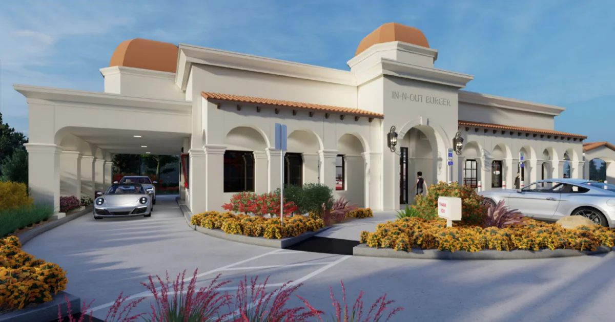 A rendering of a new In-N-Out Burger branch in San Juan Capistrano, Calif. (Screenshot via City of San Juan Capistrano)