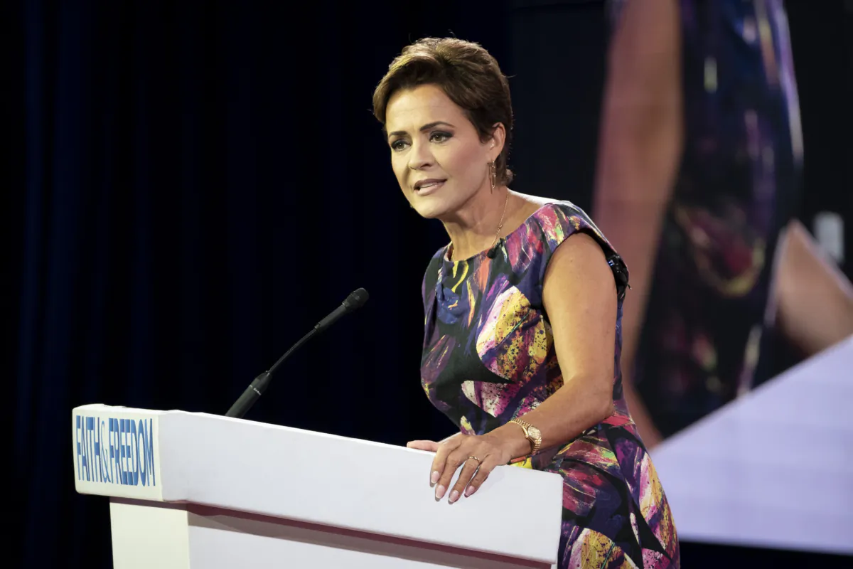 Kari Lake speaks at the Faith and Freedom Road to Majority conference at Hilton in Washington on June 24, 2023. (Madalina Vasiliu/The Epoch Times)