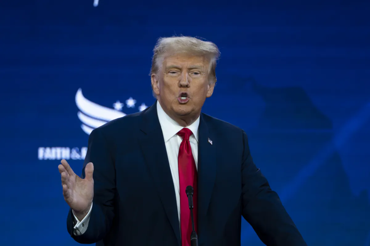 Former President Donald J. Trump speaks during the Faith and Freedom Road to Majority conference at Hilton in Washington on June 24, 2023. (Madalina Vasiliu/The Epoch Times)