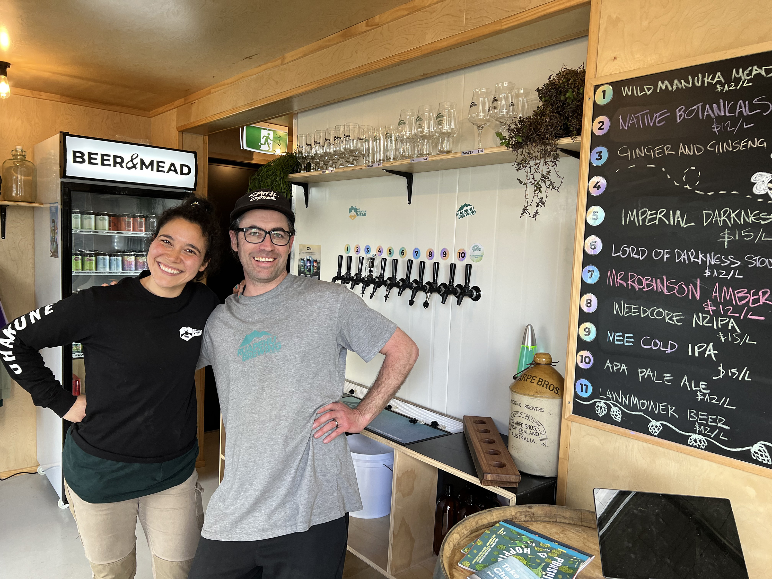 Nicole Jerez and Austin Hobson of Big Mountain Mead Brewery in Okahune. 