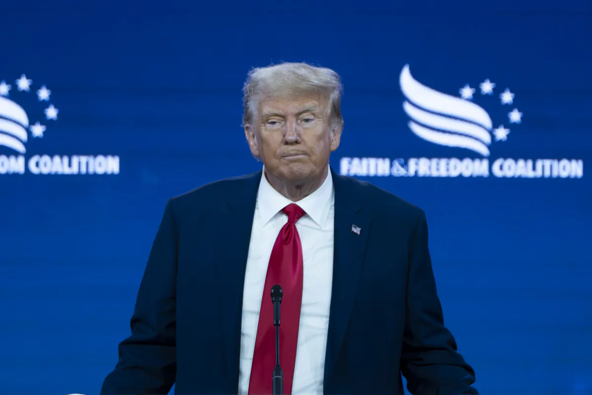 Former President Donald J. Trump speaks during the Faith and Freedom Road to Majority conference at Hilton in Washington on June 24, 2023. (Madalina Vasiliu/The Epoch Times)