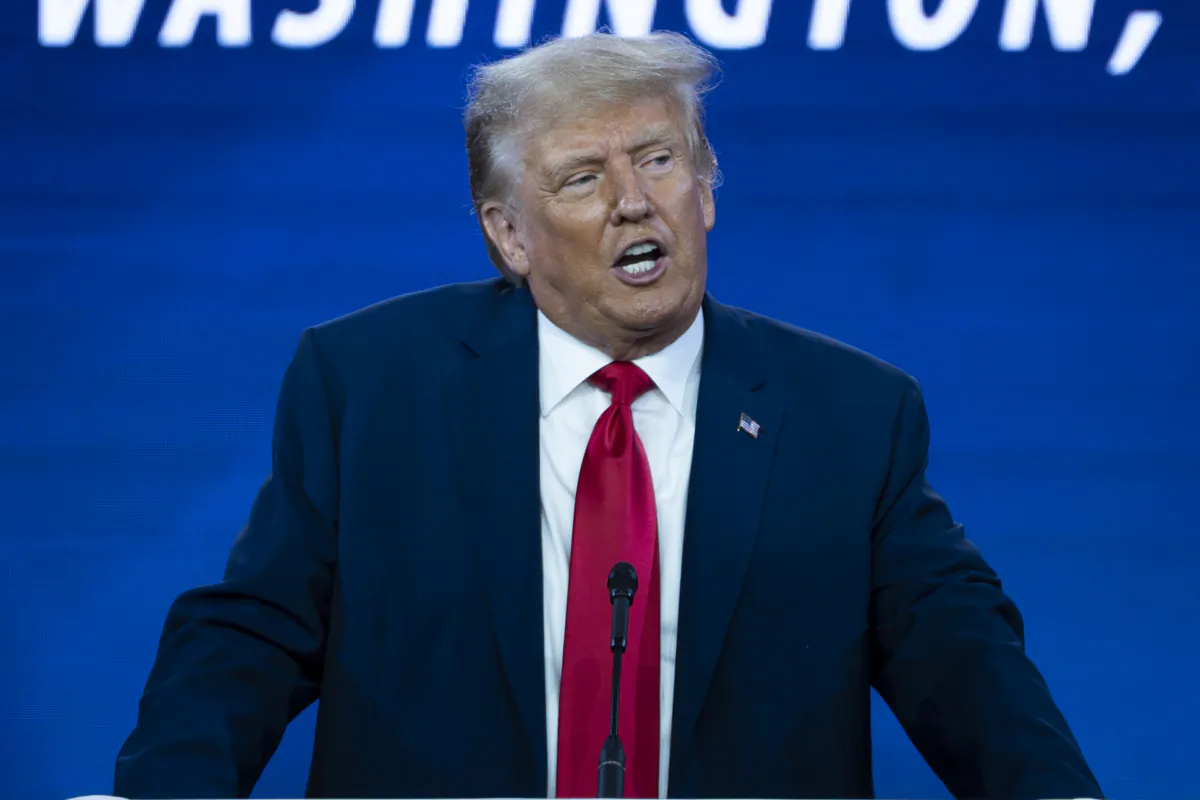Former President Donald J. Trump speaks during the Faith and Freedom Road to Majority conference at Hilton in Washington on June 24, 2023. (Madalina Vasiliu/The Epoch Times)