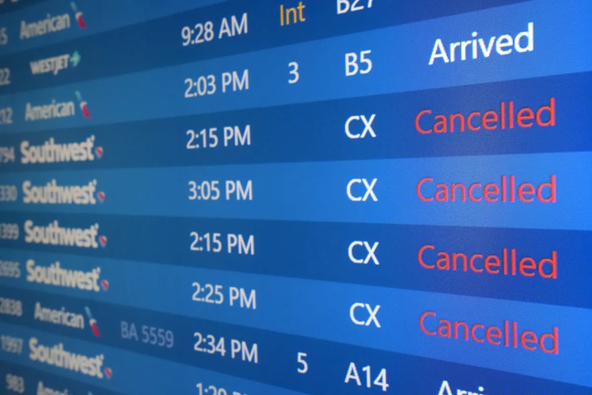 The list of Southwest Airlines flights cancelled grows at Phoenix Sky Harbor International Airport in Phoenix on Dec. 29, 2022. (Ross D. Franklin/AP Photo)