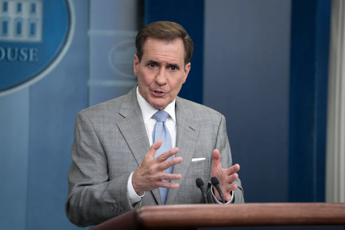 National Security Council Coordinator for Strategic Communications John Kirby speaks during a press briefing at the White House in Washington on June 26, 2023. (Madalina Vasiliu/The Epoch Times)