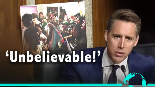 Sen. Hawley Shows Picture of Riley Gaines Being Assaulted by Protesters, Stunned by Her Story of Being Held for 'Ransom'