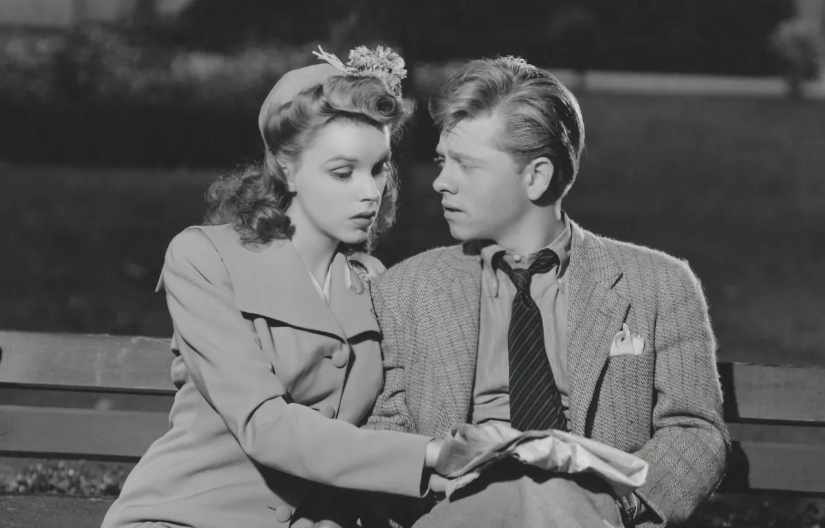 A publicity still from “Life Begins for Andy Hardy” from 1941 starring Mickey Rooney and Judy Garland. (MovieStillsDB)