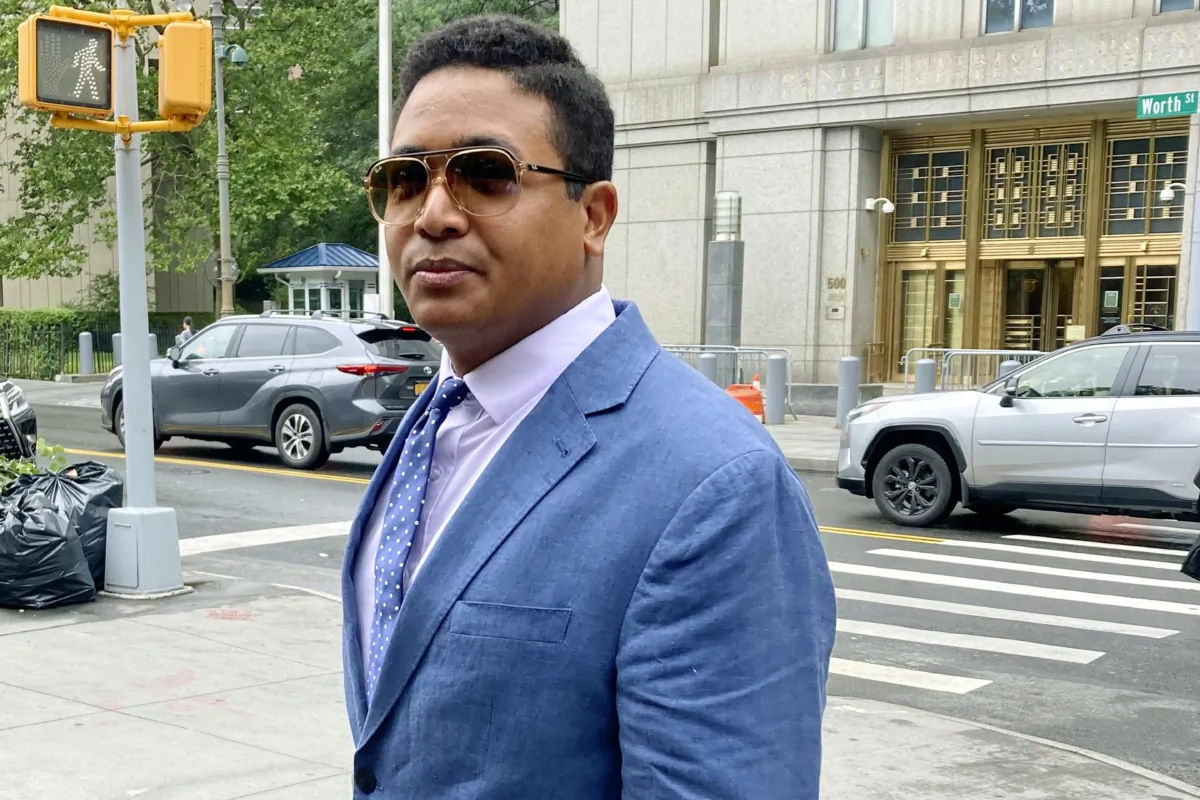Konrad Bicher, who dubbed himself the "Wolf of Airbnb," leaves Federal Court in New York on June 26, 2023. (Lawrence Neumeister/AP Photo)
