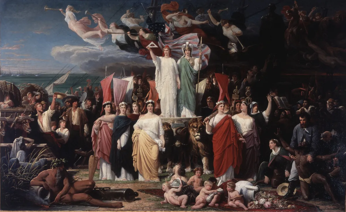 To celebrate the glory of the nation, “The Genius of America,” circa 1868, was painted by French artist Adolphe Yvon during the aftermath of the Civil War. Oil on canvas. Saint Louis Art Museum, Missouri. (Public Domain)