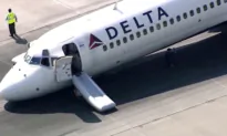 Delta Plane Lands With Nose on Runway at Charlotte Airport