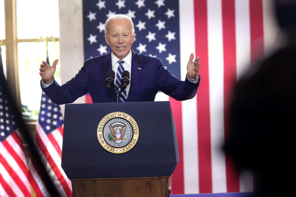 President Joe Biden unveils his economic plan during an event in the lobby of The Old Post Office in Chicago on June 28, 2023. (Scott Olson/Getty Images)