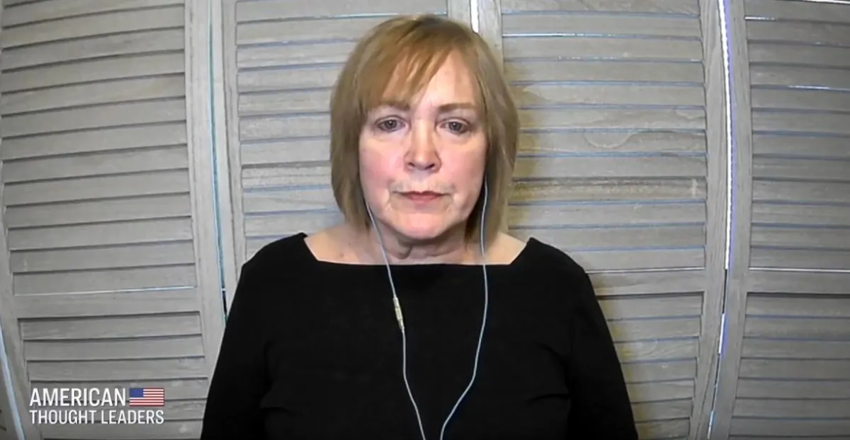 Jennifer Bilek, investigative journalist, is interviewed on EpochTV’s “American Thought Leaders” program on June. 16, 2023. (Screenshot/ Epoch TV)
