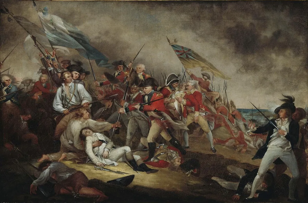 “The Death of General Warren at the Battle of Bunker Hill” by John Trumbull, 1786.  Boston Museum of Fine Arts. (Public Domain)