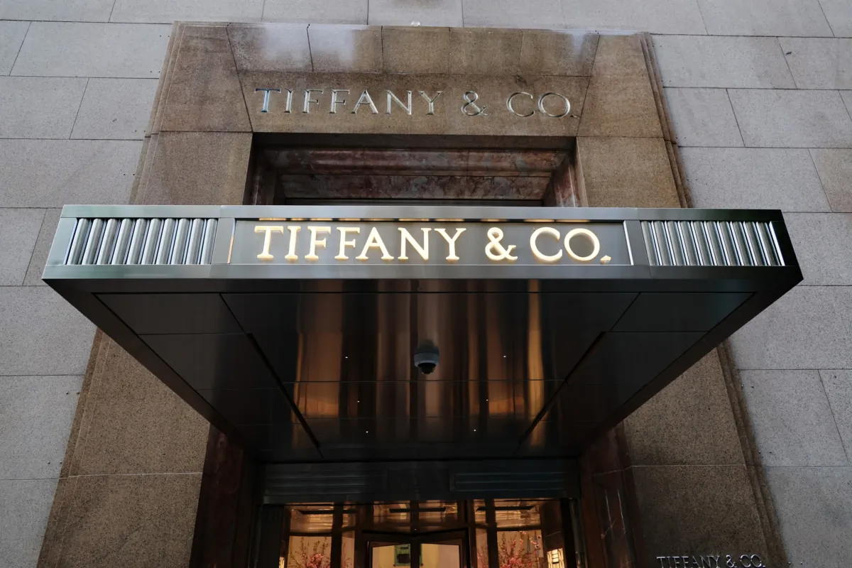 Store entrance at Tiffany & Co.'s The Landmark Ribbon Cutting Ceremony in New York on April 26, 2023. (Dia Dipasupil/Getty Images)