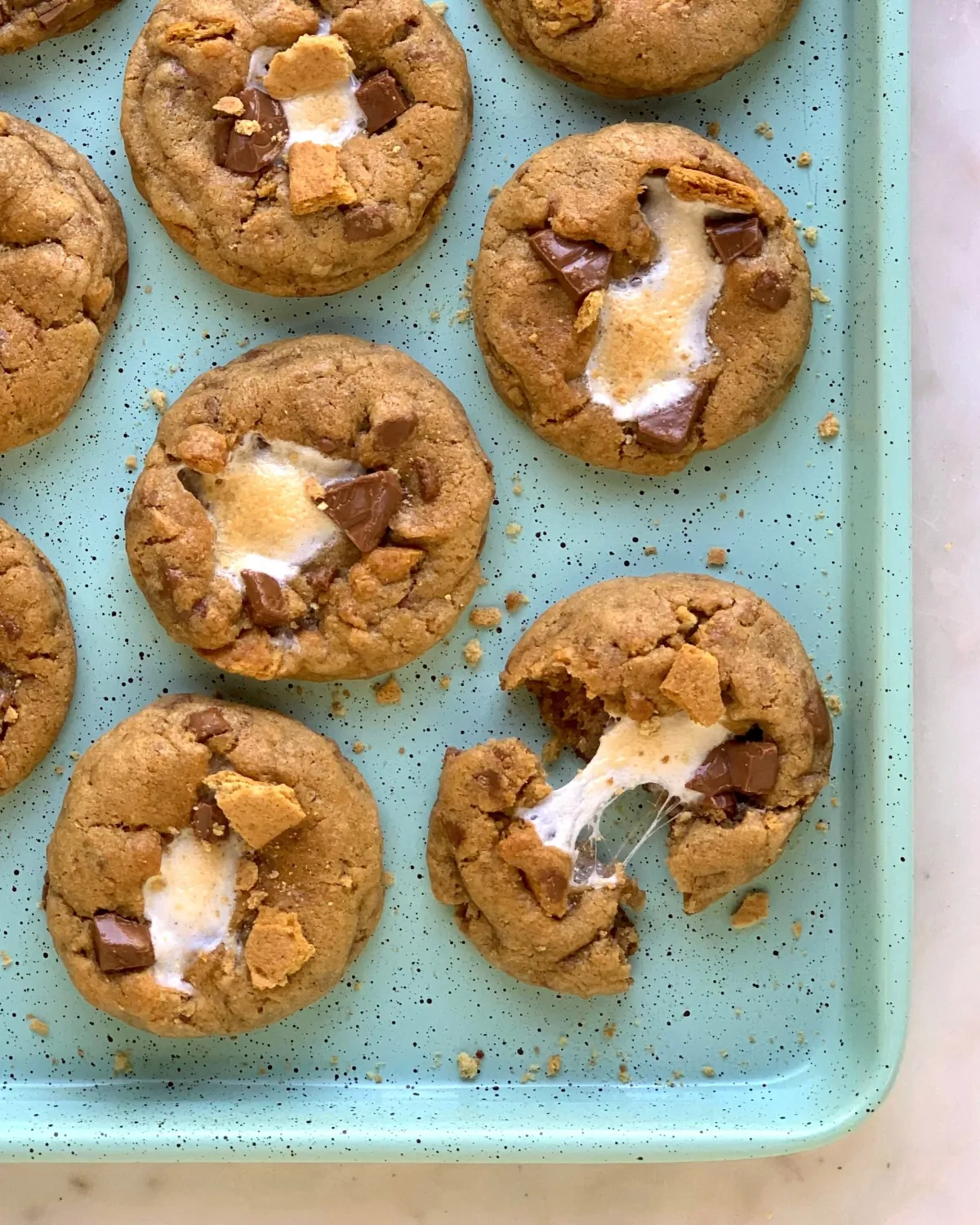 An homage to the iconic campfire treat, these drop cookies strike the perfect balance between soft and chewy, and have a pull-apart marshmallow center. (Kayla Hoang/TNS)