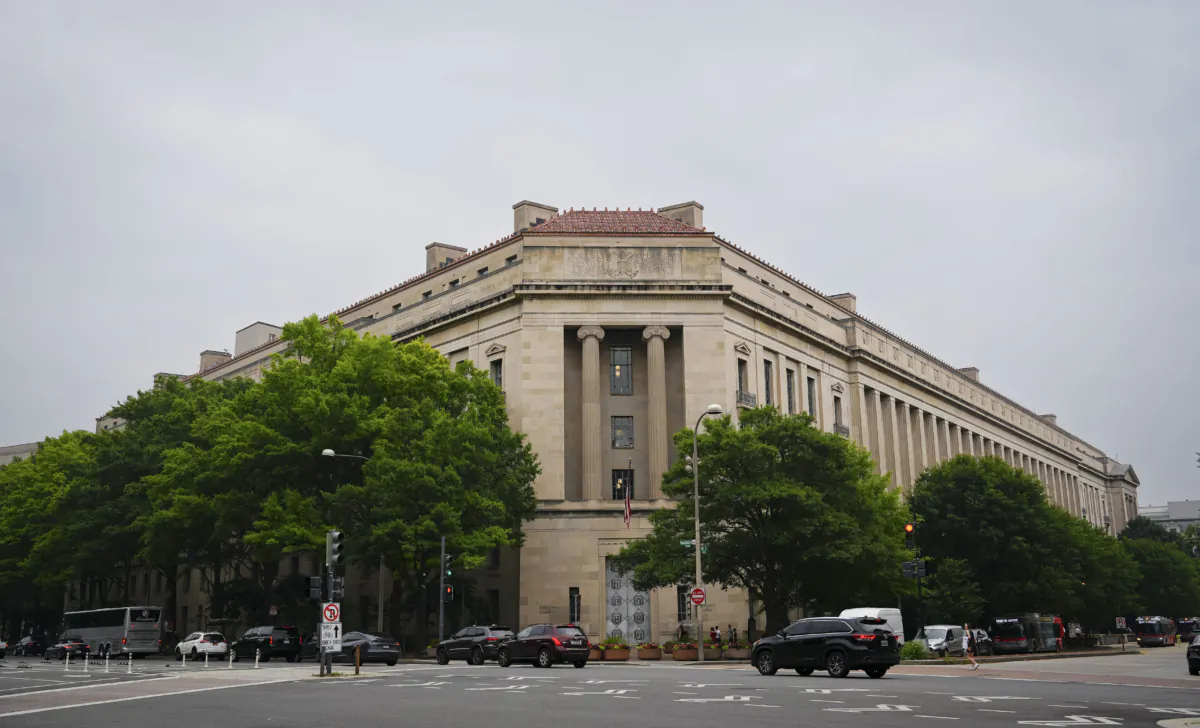The U.S. Department of Justice building in Washington on June 28, 2023. (Madalina Vasiliu/The Epoch Times)
