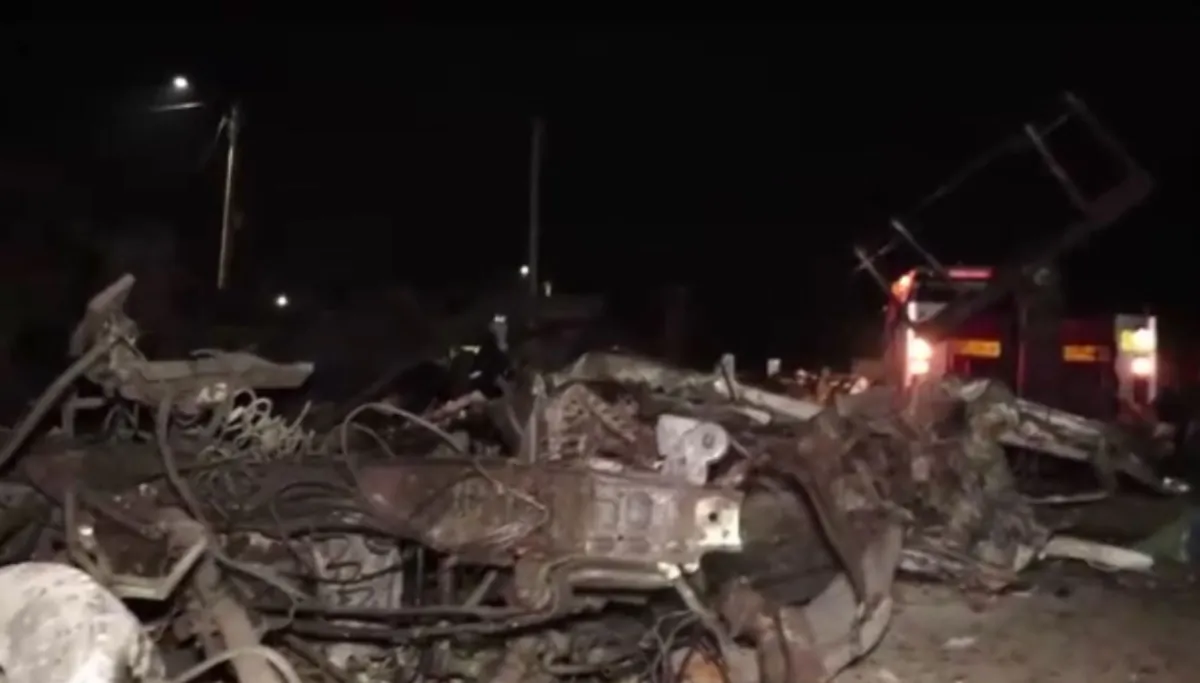 Crashed vehicles after a road accident in Londiani, western Kenya, on June 30, 2023. (Citizen TV via Reuters/Screenshot via The Epoch Times)