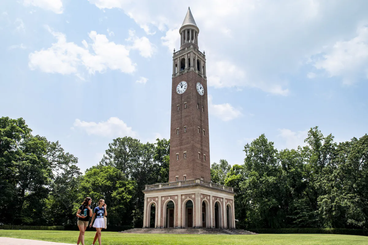 People walk on the campus of the University of North Carolina Chapel Hill in Chapel Hill, North Carolina, on June 29, 2023. The U.S. Supreme Court ruled that race-based admission policies used by Harvard and the University of North Carolina violate the Constitution. (Eros Hoagland/Getty Images)
