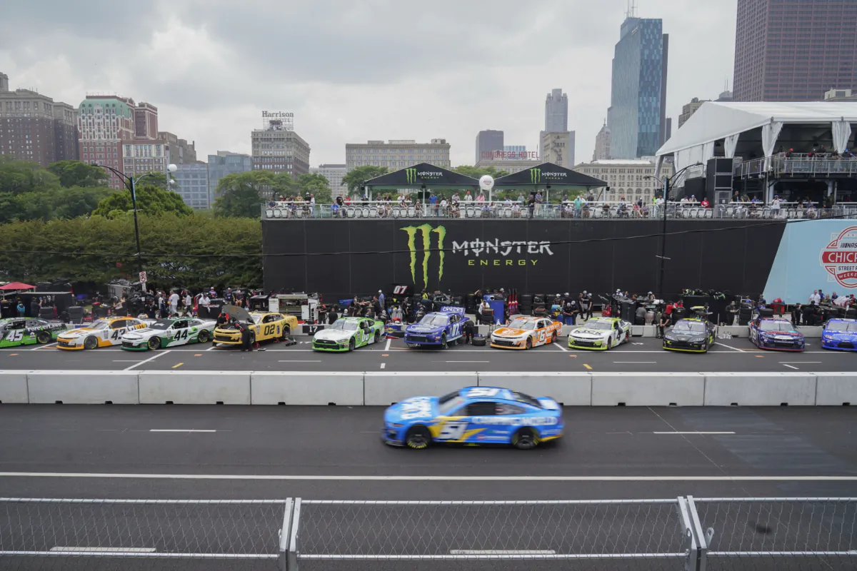 NASCAR Cup Series driver Cody Ware drives during qualifying for the Grant Park 220 NASCAR Cup Series Race in downtown Chicago on July 1, 2023. (Erin Hooley/AP Photo)