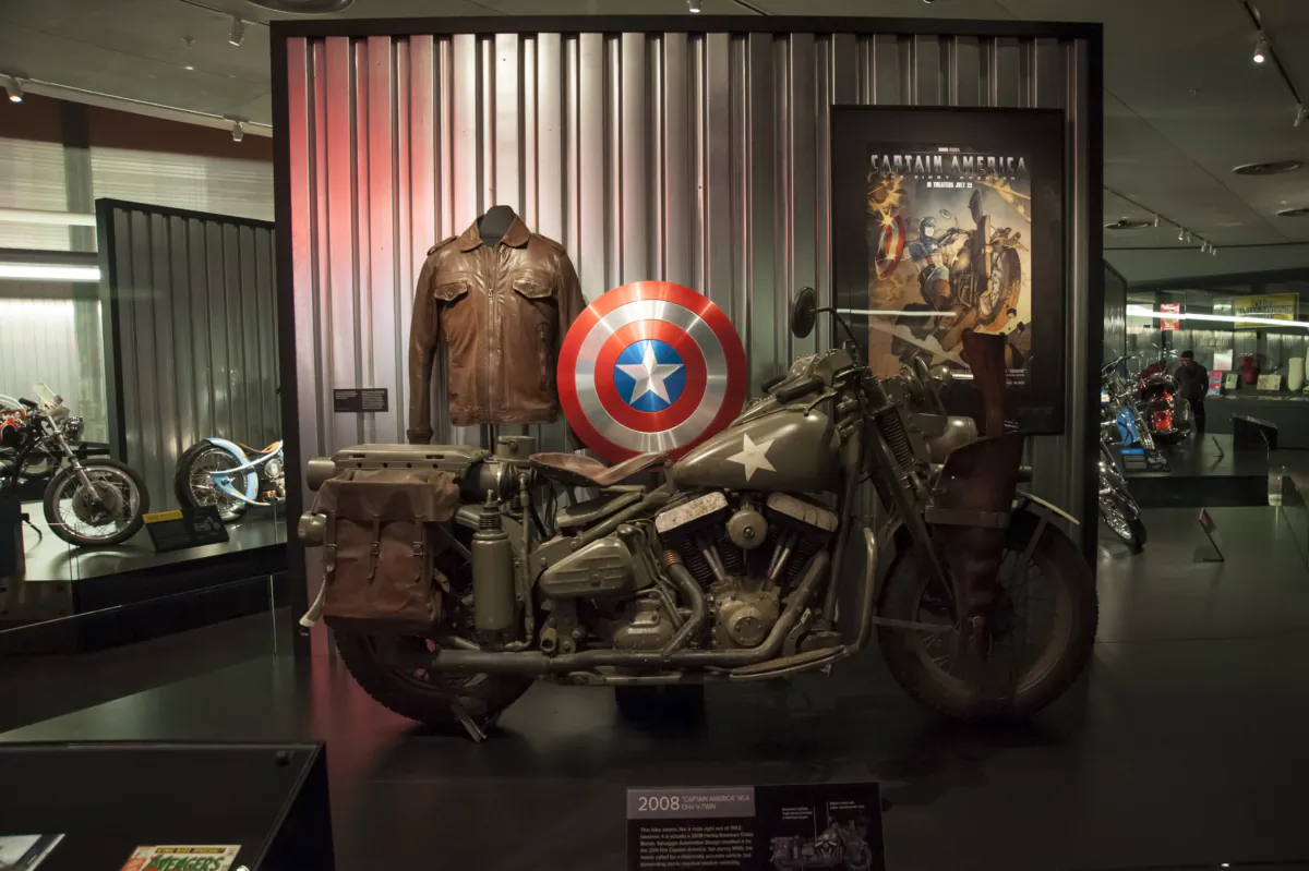 The museum features some famous rides from pop culture—including the Liberator, used by Captain America.(Courtesy of the Harley-Davidson Museum)