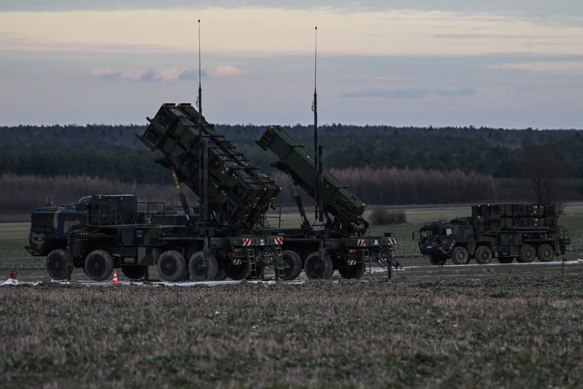 Patriot launchers modules mounted on M983 HEMTT part of the U.S. made MIM-104 Patriot surface-to-air missile (SAM) system are pictured on a open field on Feb. 18, 2023, in Zamosc, Poland. (Omar Marques/Getty Images)