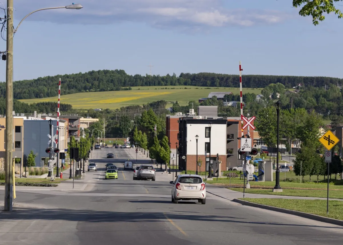 The downtown core of Lac-Mégantic, Quebec is shown on June 22, 2023. (The Canadian Press/Christinne Muschi)