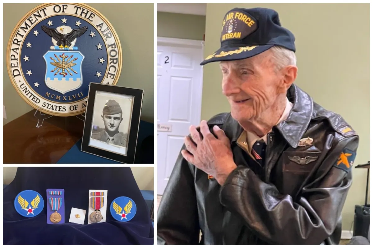 Veteran Edwin Smith, 100, receives his military medals. (Courtesy of Paula L. Ratliff )