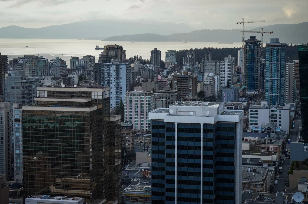 Office towers, condos and apartment buildings are seen in downtown and the west end of Vancouver, on Jan. 19, 2023. (The Canadian Press/Darryl Dyck)